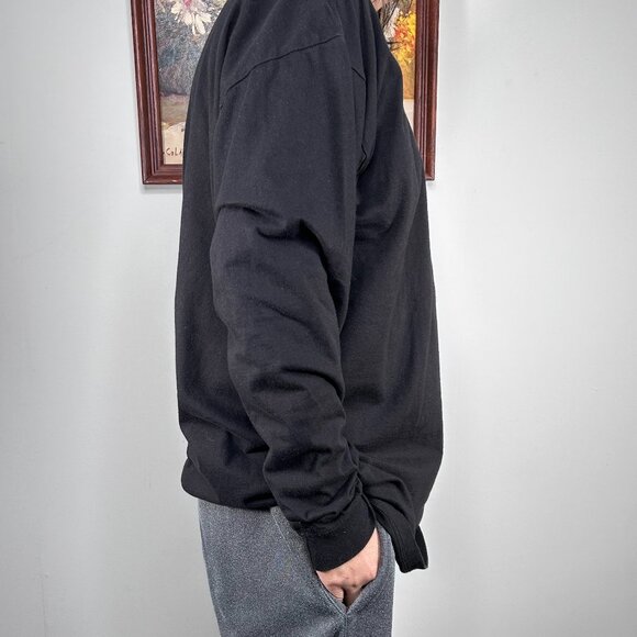 Sada Long Sleeve Shirt Top Men's 2X Crew Neck Black Casual 100% Cotton - Picture 2 of 12